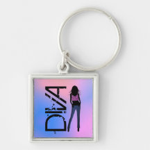 Fashion Diva in Blue Jeans Premium Square Keychain