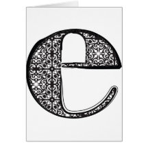 Fashion font, Letter e Card