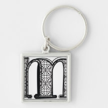 Fashion font, Letter m Key Chain