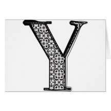 Fashion font, Letter Y Greeting Cards