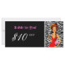 FASHION Gift Certificate Jewellery Zebra Pink Red Personalised Rack Card