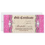 Fashion Gift Certificate Leopard Lace Pink Cream rack cards