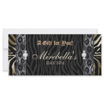 Fashion Gift Certificate Zebra Lace Gold rack cards