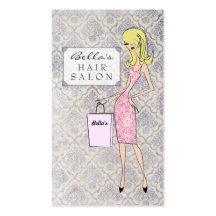 Fashion Girl 2 Damask Hair Salon Appointment Cards Business Cards