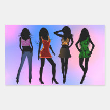 Fashion Girls Posing Models Rectangle Stickers