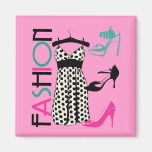 Fashion in Black and White Dots Magnets