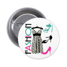 Fashion in Black and White Dots Pinback Button