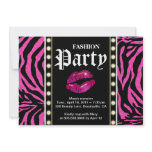 Fashion Party Invitation Advertisement Zebra Pink