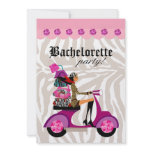 Fashion Party Invite Scooter Woman Zebra Black