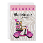 Fashion Party Invite Scooter Woman Zebra Blonde
