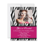 Fashion Pink Zebra Custom Party Invitations