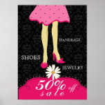 Fashion Poster Pretty Shoes and Dress Pink Black posters