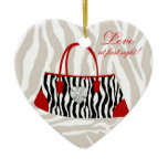 Fashion shoe lover heart ornament gift red zebra