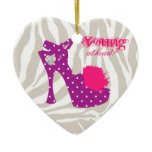 Fashion shoe lover heart ornament purple zebra dot