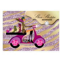 Fashion Shoes Jewellery Zebra Pink Jewel Glitter 8 Business Cards