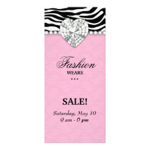 Fashion Zebra Jewels Pearl Heart Lace Pink Rack Card