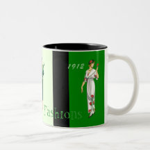 Fashions in Green and White Mugs