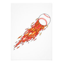 fast baseball on fire flames personalised announcements
