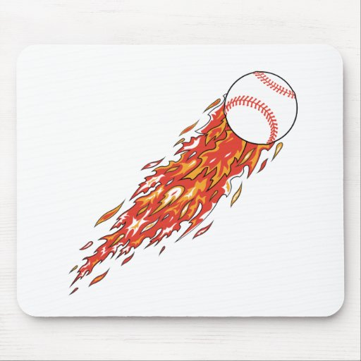 fast baseball on fire flames mouse pad