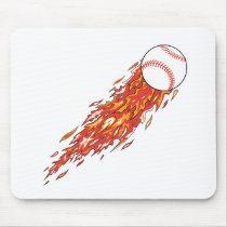 fast baseball on fire flames mouse pad