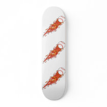 fast baseball on fire flames skate board deck