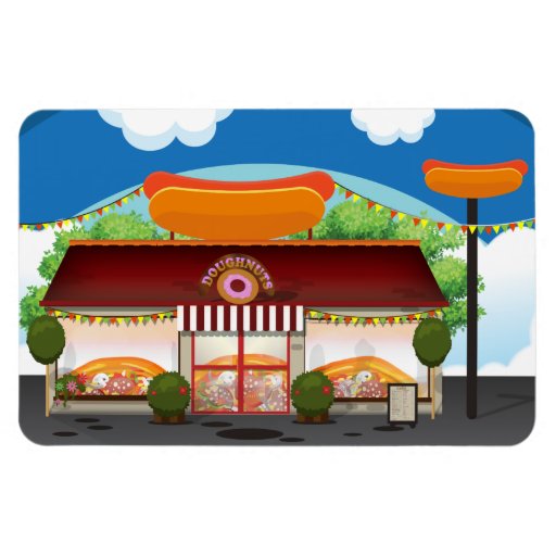 Fast Food Restaurant Cartoon Rectangular Magnet | Zazzle