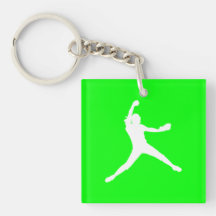 Fastpitch Keychain w/Name Green