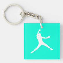Fastpitch Keychain w/Name Turquoise