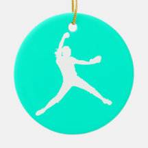 Fastpitch Ornament w/Name Turquoise