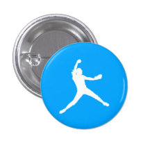 Fastpitch Silhouette Button Blue