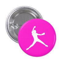 Fastpitch Silhouette Button Pink