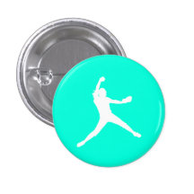 Fastpitch Silhouette Button Turquoise