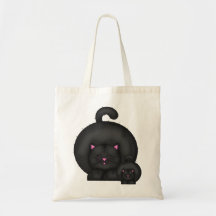 FAT BLACK CAT TOTE BAGS