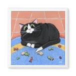 Fat Cat and a Rug of Fish Biscuits | Cat Art magnets
