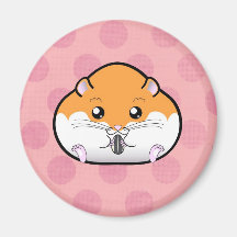 Fat Orange White Syrian Hamster Fridge Magnet