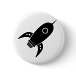 Fat Retro Rocket Ship Black buttons