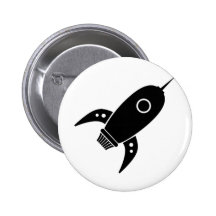 Fat Retro Rocket Ship Black Pin