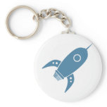 Fat Retro Rocket Ship Blue keychains