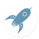 Fat Retro Rocket Ship Blue stickers