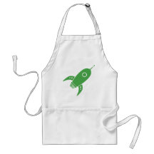 Fat Retro Rocket Ship Green Aprons
