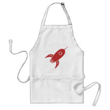 Fat Retro Rocket Ship Red Apron