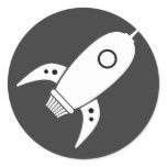 Fat Retro Rocket Ship White stickers