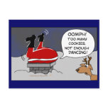 Fat Stuck Santa Funny Christmas Dancing Cartoon postcards