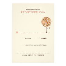 fatfatin Autumn Fall Leaves Pop Tree Wedding RSVP Personalized Invitation