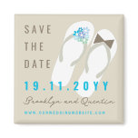fatfatin Beach Aqua Flip Flops Save The Date Refrigerator Magnet