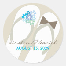 fatfatin Beach Aqua Flip Flops Wedding Sticker