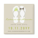 fatfatin Beach Green Flip Flops Save The Date Magnets