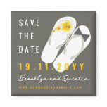 fatfatin Beach Hibiscus Flip Flops Save The Date magnets
