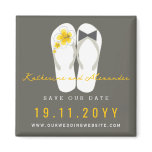 fatfatin Beach Hibiscus Flip Flops Save The Date magnets