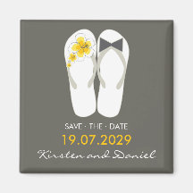 fatfatin Beach Hibiscus Flip Flops Save The Date Magnet